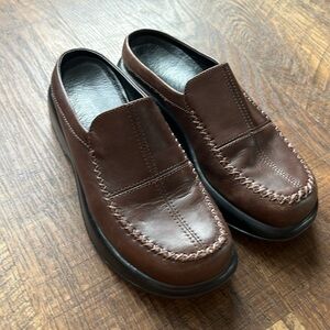 Dansko Brown leather mule loafers Size 38